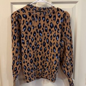 Ann Taylor Leopard Print Sweater - Brown and Blue